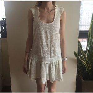 White eyelet drop-waist Maje dress. Size S